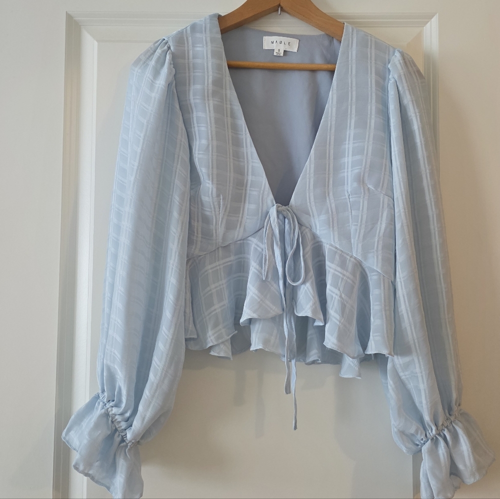 Tie Front Ruffle Blouse Coastal Cowgirl Coquette Womens S Romantic Mable